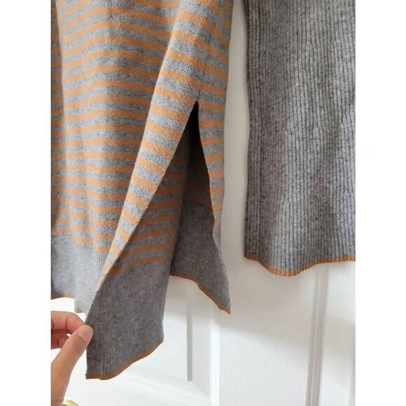 Anthropologie Elise Ribbed Tunic Gray Brown Stripe Off-the-Shoulder Size XS - Picture 8 of 11